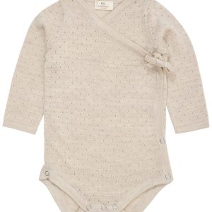 Merino wol overslagromper - Pale cream melange