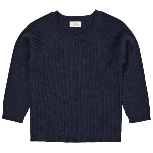 Merino wol classic rib blouse - Navy