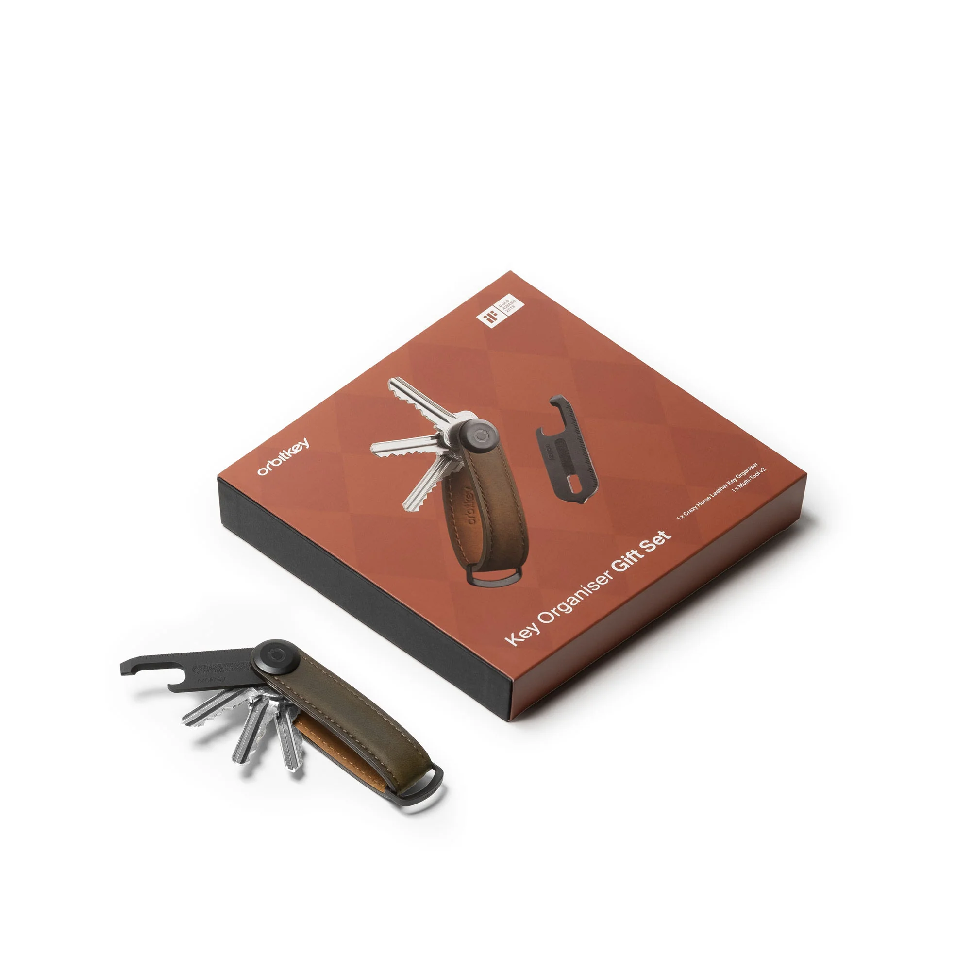 Orbitkey Gift Set│Sleutelhouder Crazy Horse Oak-Brown+Multi-Tool - Afbeelding 6
