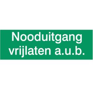 Pictogram nooduitgang vrijlaten 90mm x 250mm
