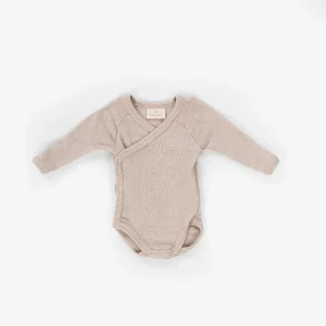 Baby overslag romper - Merinowol- Beige